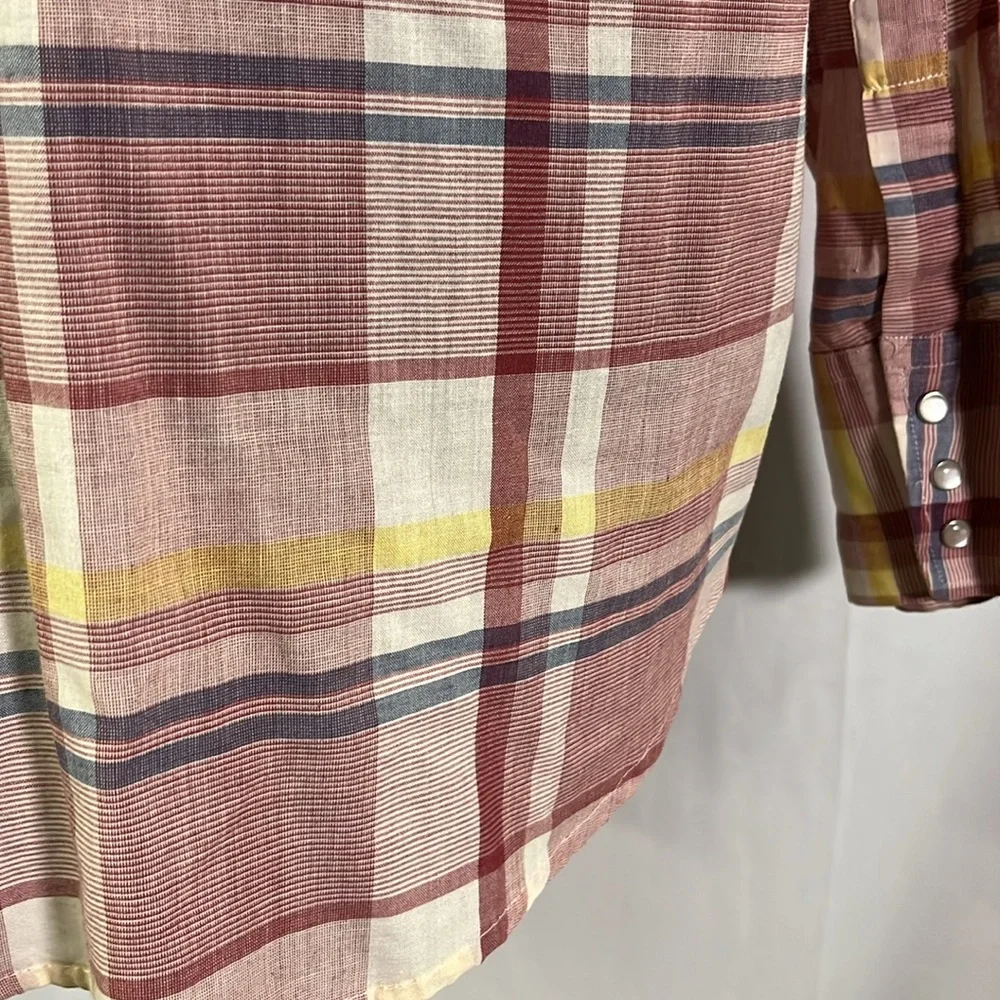 Vintage Youngbloods Authentic Western Red Plaid Pearl Snap Button Down Shirt
